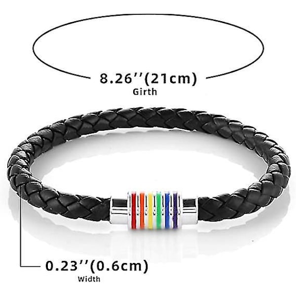 stk læderarmbånd sort regnbue magnetisk læderkabel mænd kvinder tilbehør