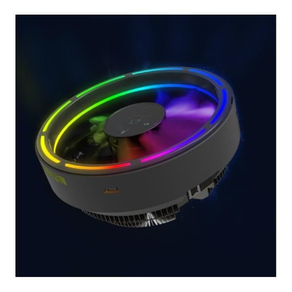 1 CPU-vifte, RGB LED-ring, aluminiumsfinner, kobberbase, for stasjonær datamaskin.