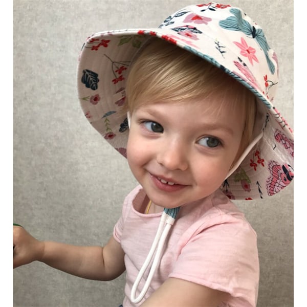Sommar Panama Baby Flickor Hattar Tecknade Pojkar Fiskarhatt Baby Solhatt Utomhus UV Hinkhatt Småbarn Barn Panama Solkeps color dinosaur 52(1-3 years old)