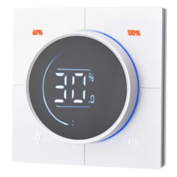 Oändlig Vred MOSFET Dimmer Regulator Zigbee 3.0 PC Panel Väggljusbrytare Digital LCD Bakkantsdimning Vit White