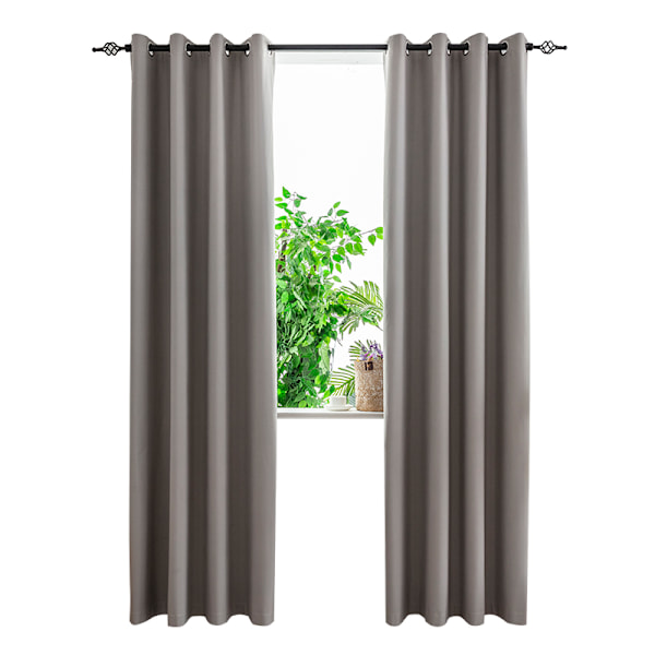 Mørklægningsgardiner til soveværelse og stue, 1 panel polyester med sort bagside (flere farver) gris W132 x H213cm+Grommet Top