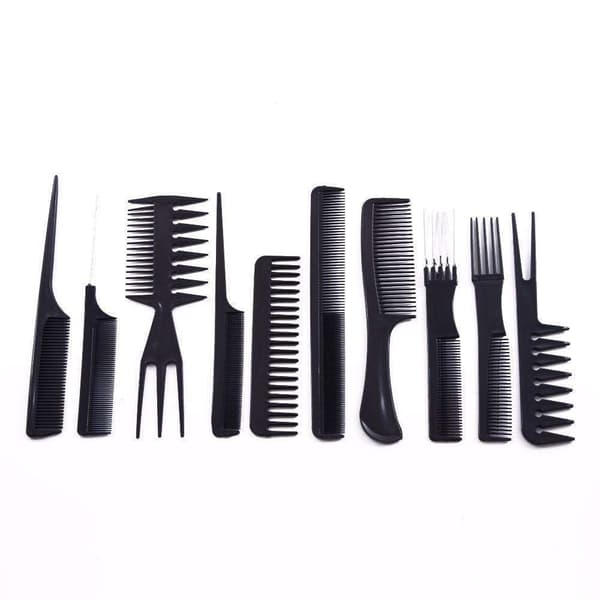 10 combs different shapes - Kit - Professional Comb Set Black Black Svart