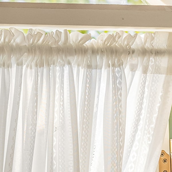 Ranskalaistyylinen aaltoileva pitsiverho keittiöön, lyhyet verhotangot, verhot yhteensopivat ikkunoiden, olohuoneen, häiden ja makuuhuoneen sisustuksen kanssa Curtain W100xH130cm