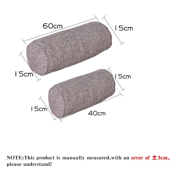 Lang Pude Indvendig Rund Kropspude Rektangulær Søvn Lur Pude Imitation Bomuld Linned Pude Hjem Soveværelse Indretning Light Grey 15x15x60cm