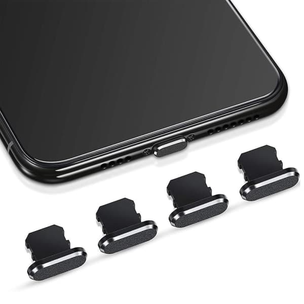 4 stk. Støvbeskyttelse til iPhone 12-serien USB - Sort 4 stk.