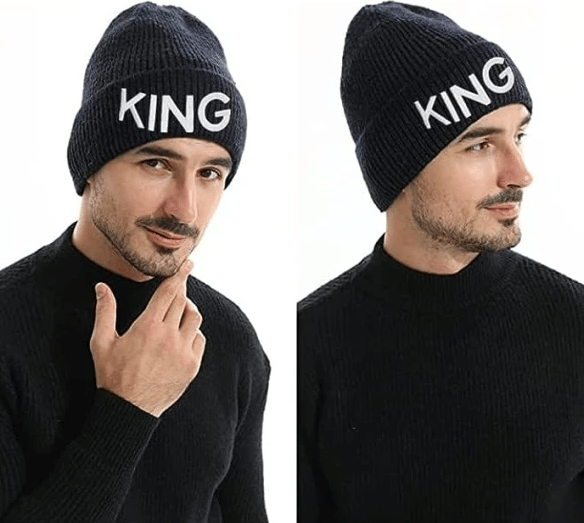 Julegaver til par Konge Dronning Vinter strikkede huer til ham og hende