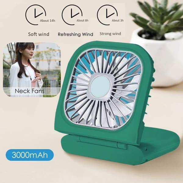 Bærbar Mini Halskædeventilator, USB Genopladelig, Sammenklappelig Lommeventilator, Køleventilator