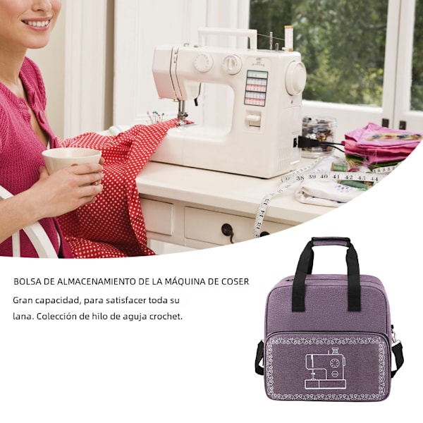 Suurikokoinen ompelukoneen laukku, kannettava säilytystila kirjonta- ja ompelulangoille Purple