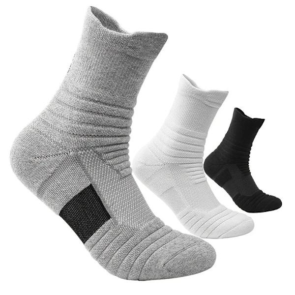 3 par/parti Herrestrømper Kompressionsstrømper Åndbare Basketball Sports Cykelstrømper Fugttransporterende Høj Elastisk Rørstrømper 3pairs Mixed Colors Single code