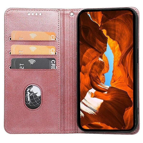 Kompatibelt med Nothing Phone (3a) Fodral Dold Magnetisk Stängning Kalvtextur Läder Telefonskal - Röd-Perfekt Rose Gold