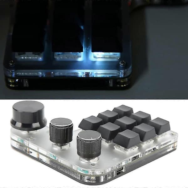 Programmerbart mekanisk tastatur, 9 taster 3 knotter RGB Programmerbart makrotastatur Bluetooth Gaming K