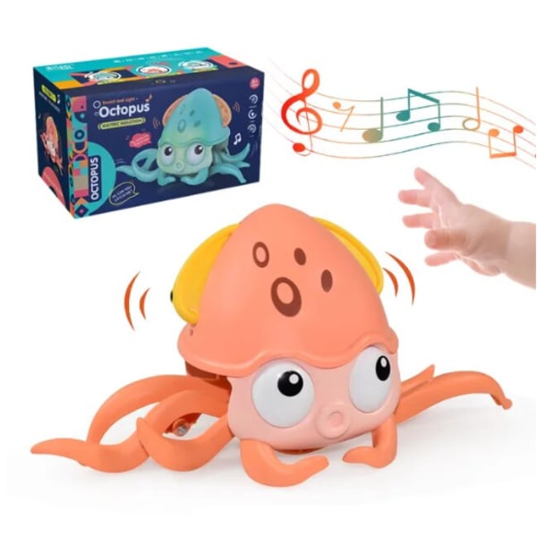 Krabba bläckfisk krypande elektroniskt husdjur Barnsensorleksaker musik pussel aktivitetsleksaker Julklapp Orange Octopus