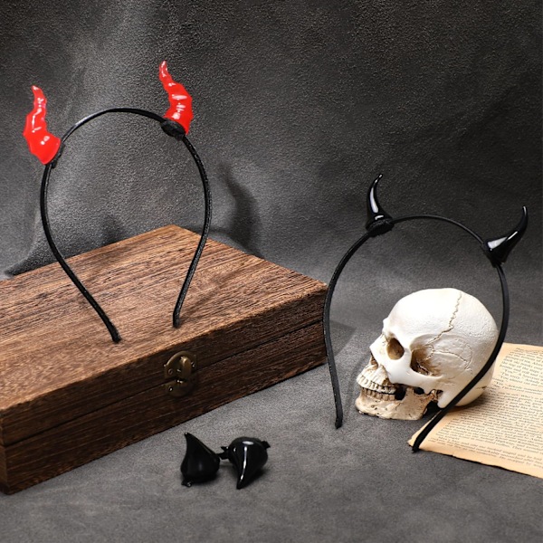MOSTORY Demon Horns Hodebånd - Djevelhorn Hårbøyle for Cosplay Halloween Kostyme Voksen Black