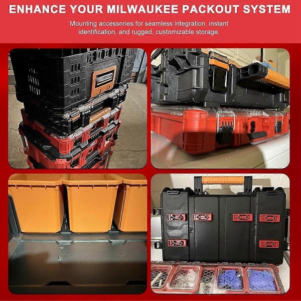 24-pak monteringsfødder til Milwaukee Packout, til Milwaukee Packout tilbehør, fodmonteringssystem med 48 søm Black
