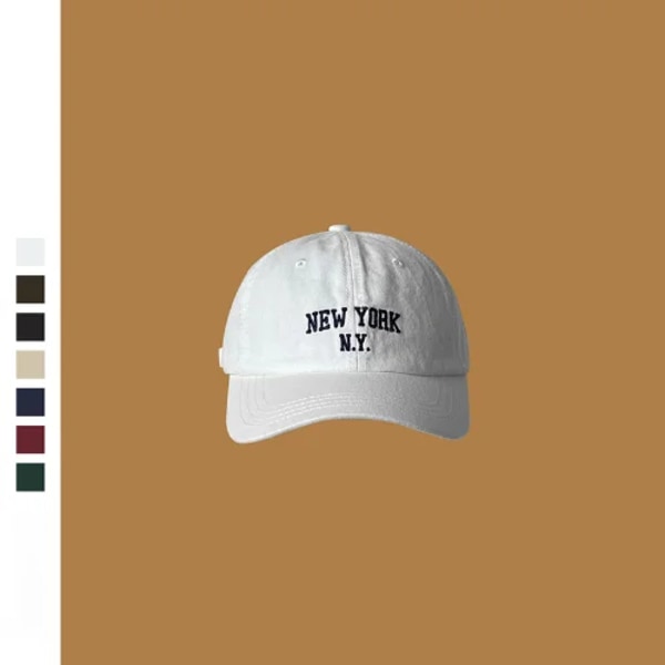Basebollkepsar för män och kvinnor, justerbara, avslappnade, broderade amerikanska bomullssolhattar, unisex, enfärgade hattar White- NY