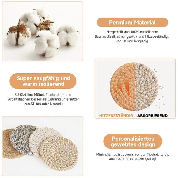Coasters 8 pcs Drink Coasters, Round Coasters, Stylish and Durable Design