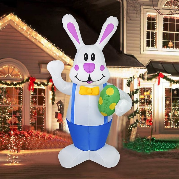Jätte uppblåsbar kanin utomhusdekorationer, inbyggda lysdioder Glad påsk Blow Up Yard dekorationer för påsk del