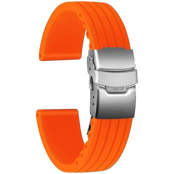 Watch i gummi med viklås i rostfritt stål unisex Orange 20mm