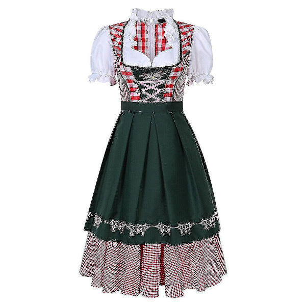 Dirndl-mekko Saksalaiseen Oktoberfestiin Baijerilainen Oluttyttö Asuste Palvelijatar Festivaali Juhla ZX - Täydellinen Vihreä Green XL