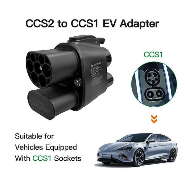 Bil CCS2 til CCS1 Adapter EV Lader Koble Adapter AC+DC 250A Elektrisk Kjøretøy Lader Hurtiglading Black