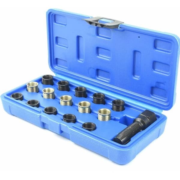 16-piece Spark Plug Thread Repair Kit, M14 x 1.25mm M16 Tap, Portable Case, Compatible with Various Brands