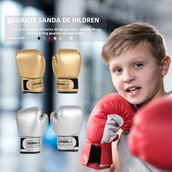 2 st Barn Boxhandskar PU Läder Fightinghandskar Sandsäck Kickboxning Thaihandskar Professionella för Barn Träning 03 red M