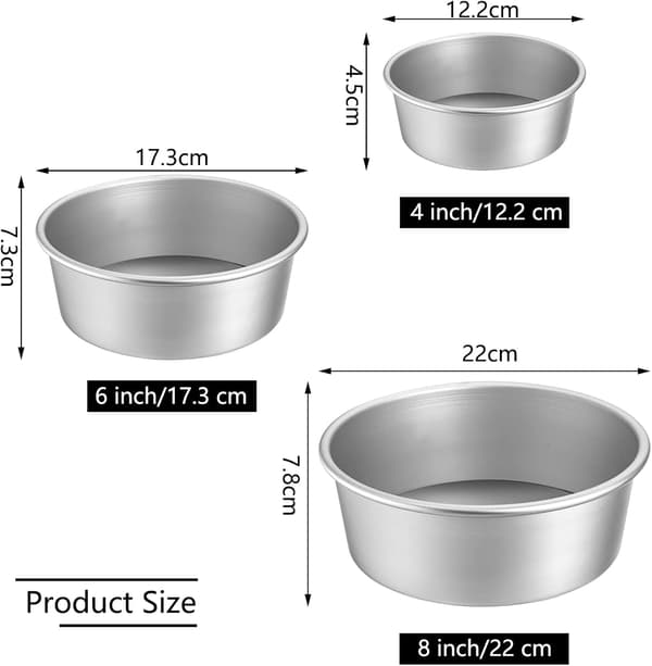 Sæt med 3 runde kageforme Professionel Non-Stick Aluminium