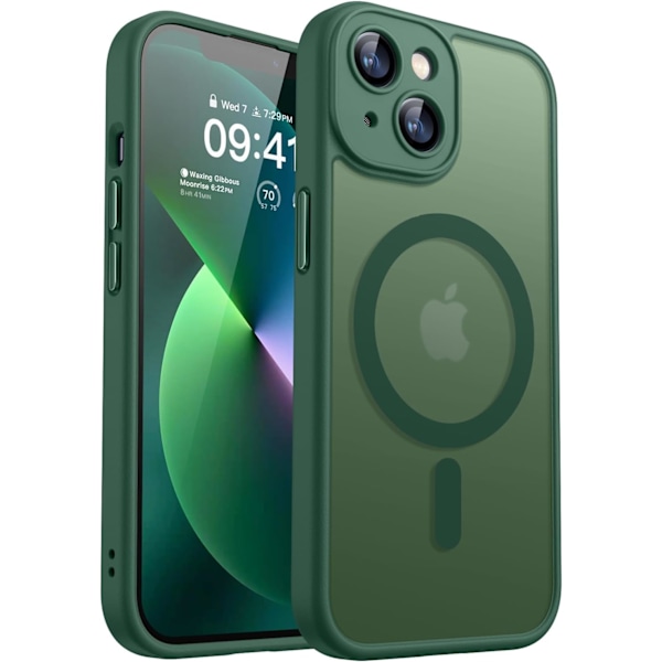Magnetiskt Skal för iPhone 16 Pro Max med Fullständigt Kameraskydd [Kompatibelt med MagSafe] [Transparent Matt] Skyddande Mobilskal, Lila Djup Gr Deep Green iPhone 13