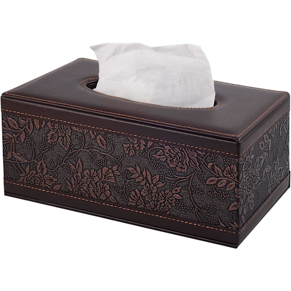 1 st Antik PU Läder Tissue Box Hållare Omslag Rektangulär Servettfodral Dispenser, Hemmakontor Bil Tissue Box med Ma