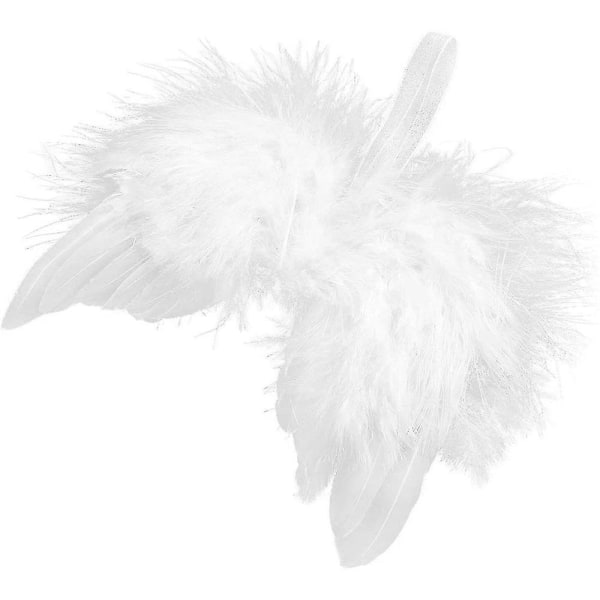 10 st jul vita fjädrar Ängelhängande vingar hängande Xmas Mini trädhängande prydnad för bröllop Cosplay