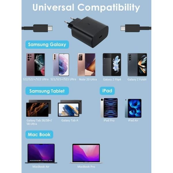 45W USB-C snabbladdare - Samsung - Strömadapter - 2m kabel