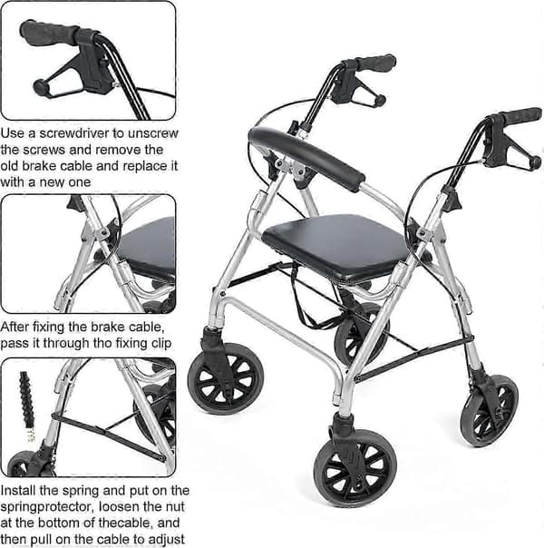 14 st Rollator Bromsvajer Ersättningsdelar, Rollator Delar Rollator Bromsvajer Edition 0625
