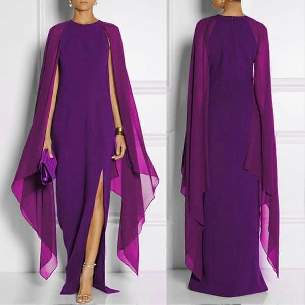 Chiffon Ærmeløs Sjal Aftenkjole blue S