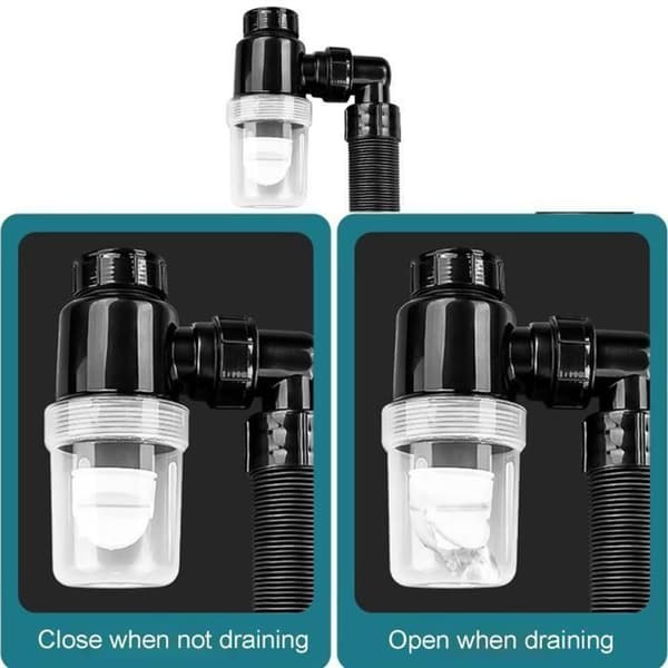 Vannlås - Svart - Universal - Uttrekkbar luktfjerner - Plast - PVC.