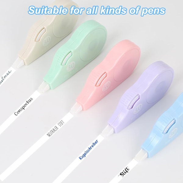 10 Stycken Vita Korrigeringstejp 30m*5mm, Korrigeringstejper, Korrigeringstejp med Skyddshätta, Mini Korrigeringstejp, för Skolmaterial Kontor Hem White-1