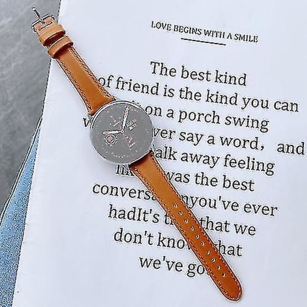 För Samsung Galaxy Watch 20mm Smart Watch Universal Dubbelsidigt Läder Khaki
