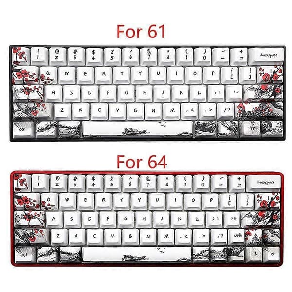 Nyhet Allover Dye Subbed 71 Key Profile Keycap, JP Black  white