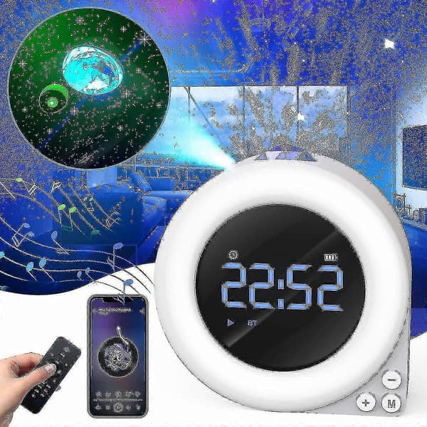 LED Starry Sky Projector Lamp, White Noise / Remote Controlled Projection Lamp / Alarm Clock