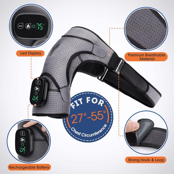 Heated Shoulder Pad with Vibration, Adjustable Electric Shoulder, ZQKLA