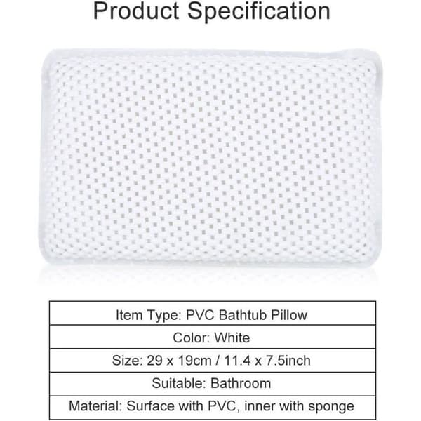 Sklisikker PVC spa-badekarpute - Skumhode- og ryggpolstring - Vanntett avslappende badematte