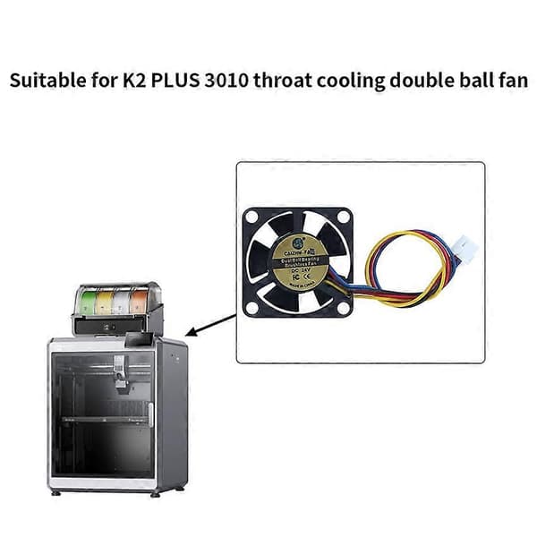 24V Dual Ball Ekstruder Hals Varmeafledning Køleventilator 3D Printer Tilbehør til K2 PLUS 3010