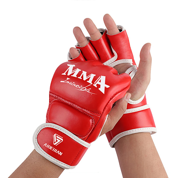 2 st Barn Boxhandskar PU Läder Fightinghandskar Sandsäck Kickboxning Thaihandskar Professionella för Barn Träning 03 red M