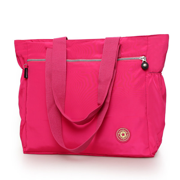 Vattentät Oxford Canvas Väska för Kvinnor, Stor Resväska, Axelväska, Shoppingväska Rosa roja