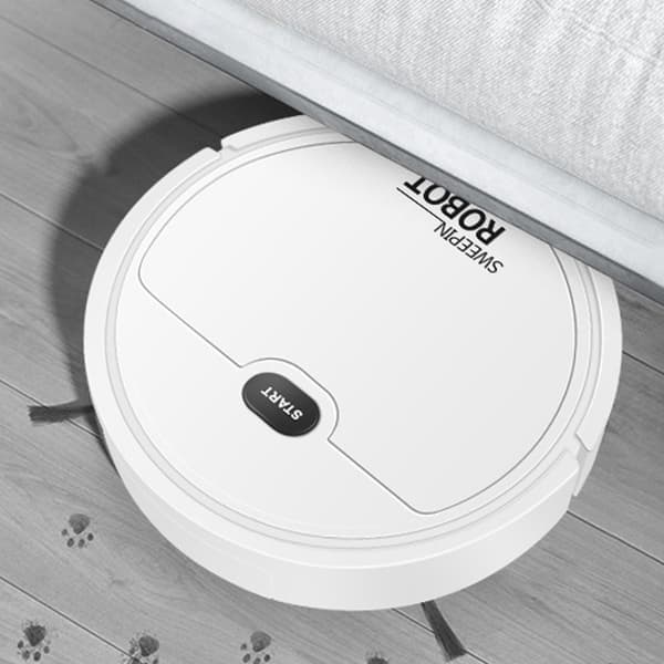 Robot Vacuum Cleaner USB Smart 3-in-1 Suction Sweeping Mopping Function Automatic Vacuum Cleaner for Small Apartments White