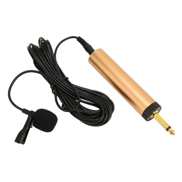 3.5mm Wired Lavalier Microphone 5m Cable Portable Omnidirectional Condenser Clip-On Lapel Mic with 6.5mm Adapter