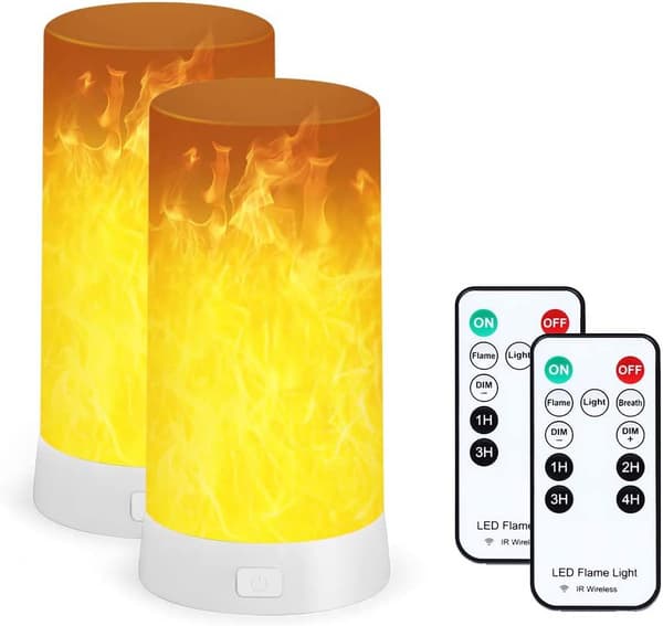 Flame Effect Light, USB Rechargeable Battery Operated Flame Lamp, Fireplace Light with Remote Control and Timer, Waterproof Dimmable 4 Modes 2 PCS_Special Gifts
