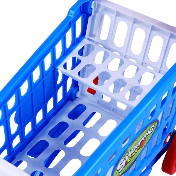 Barnleksak Hand Push Simulering Plast Mini Supermarket Kundvagn Baby Barnvagn Kul Toddler Blå