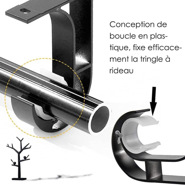 4 st gardinstångshållare, aluminiumlegering hängstångshållare Garderobskåp, gardinhängare takfäste (svart)