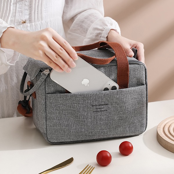 Portabel Lunchväska för Kvinnor Termisk Isolerad Lunchlåda Tote Kylväska Handväska Vattentät Bento Påse Kontors Mat Axelväskor Pink