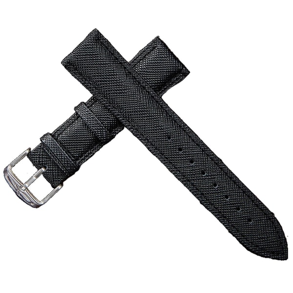 Jambhala Cross Leather Watch Band med massivt rostfritt spänne, 14 mm, 16 mm, 18 mm, 20 mm, 22 mm